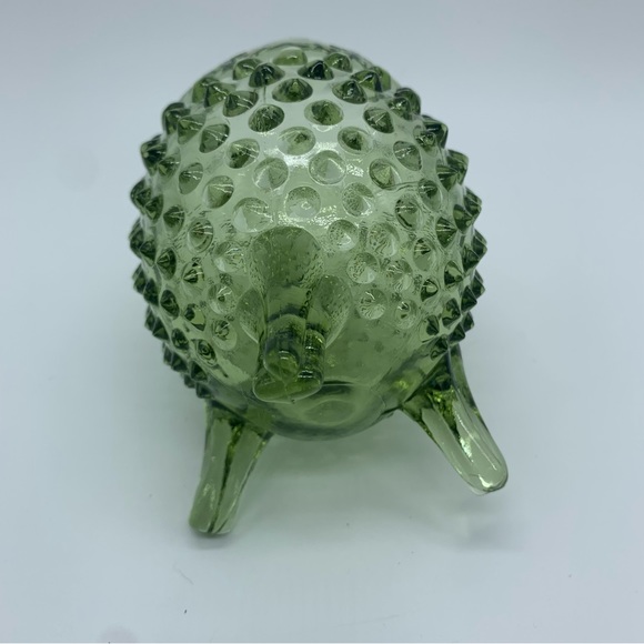 Vintage Fenton Tripod Avocado Green Hobnail Art Glass Vase - Picture 6 of 6